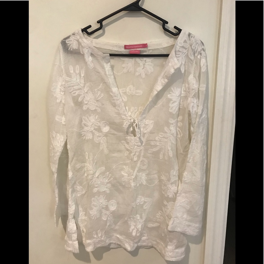 Island Co. Sheer White Beach Coverup size S